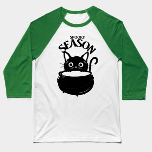 Spooky Cauldron Cat Baseball T-Shirt